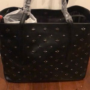 Pamela Dennis black vegan, star studded tote bag